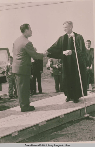 Ground breaking ceremonies for the sanctuary of the Methodist Church on Via de la Paz, Pacific Palisades, Calif