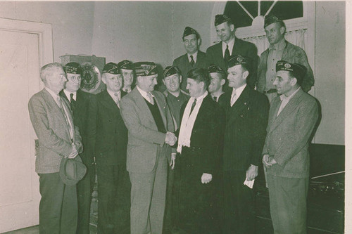 Veterans gathered at the American Legion for a portrait, Pacific Palisades, Calif