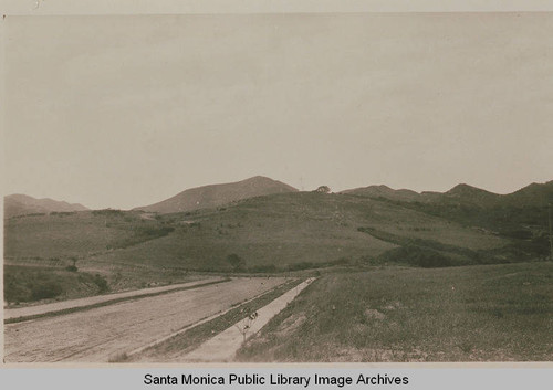 Peace Hill looking up what is now Monument Street to the top of the hill near Potrero Canyon, Calif