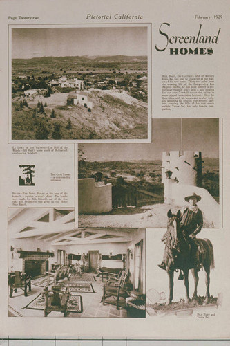 Home of William S. Hart overlooking a valley near Valencia appearing in an article for "Pictorial California Magazine."