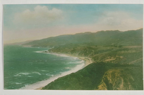 View of the ocean and coastline from Inspiration Point in Santa Monica, Calif