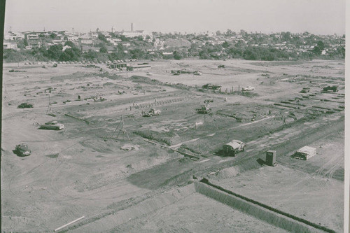 Construction of Pacific Palisades High School in Temescal Canyon, Calif