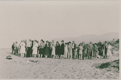 Group of Palisadians on a beach outing to gather marine specimens