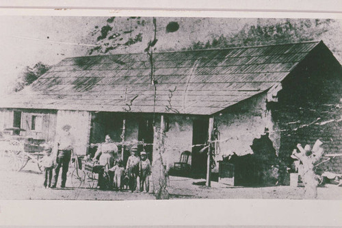 Members of the Marquez family at the Marquez Adobe (built circa 1880) in Santa Monica Canyon, Calif