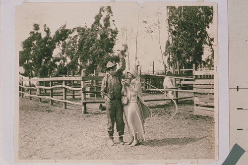 Motion picture still from Will Rogers film, "Roping Fool."