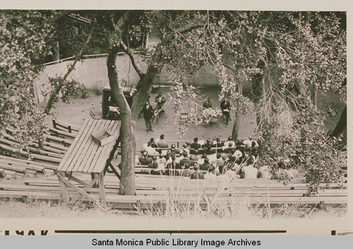 Chautauqua gathering at the amphitheater at the Institute Camp, Temescal Canyon, Calif