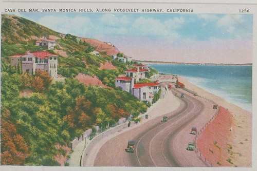 Castellammare in Pacific Palisades looking south on "Roosevelt Highway" to Santa Monica, Calif