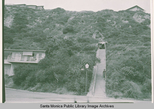 Automobile accident on a staircase near Castellammare, Pacific Palisades, Calif