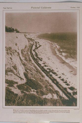 Pacific Coast Highway from the Pacific Palisades appearing in an article for "Pictorial California Magazine."