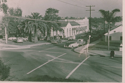 Intersection of Antioch Street and Via de la Paz, where a park was removed to make room for a parking lot