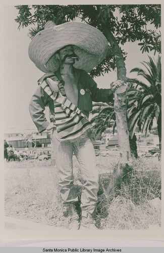 Woman and young girl in costume for Fiesta Day in Pacific Palisades