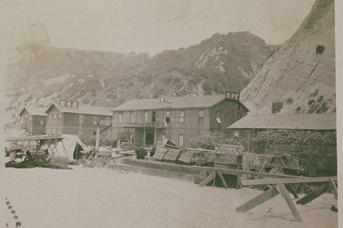 Japanese fishing village located at the foot of Santa Monica Canyon across from Long Wharf, Santa Monica, Calif