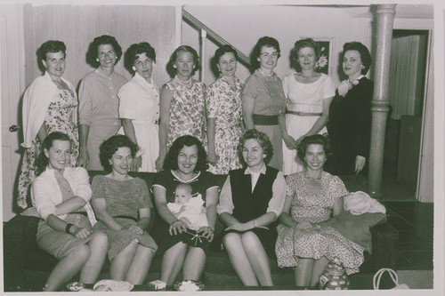 Group of Pacific Palisades women with a baby at a birthday party