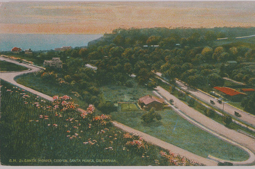 View from Adelaide Drive through Santa Monica Canyon to the ocean