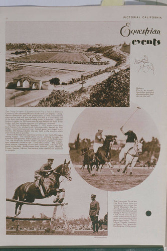 Polo Olympics at the Riviera Country Club in Pacific Palisades appearing in an article for "Pictorial California Magazine."