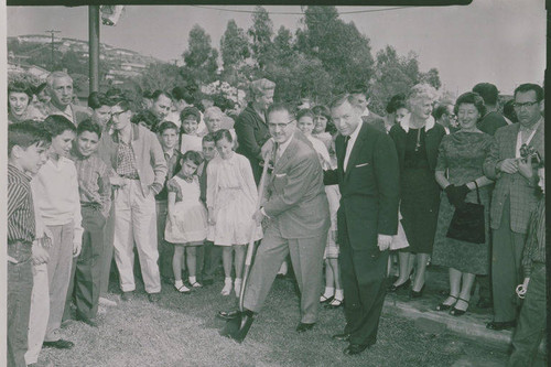 Groundbreaking and dedication ceremonies for the Jewish Temple in the Pacific Palisades, Calif