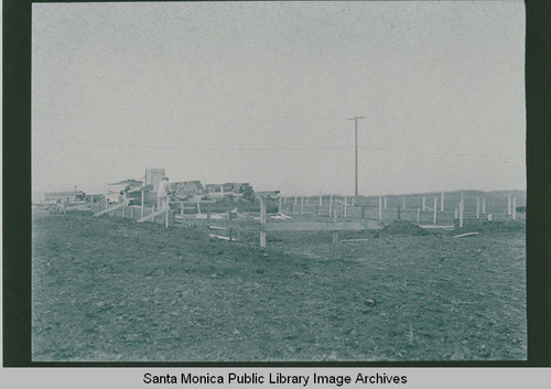 Construction site on a field in Pacific Palisades, Calif