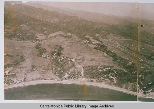 Panoramic view of Las Pulgas and lower Temescal Canyon, Calif