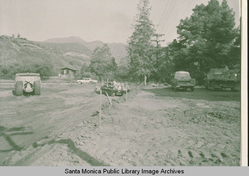 Construction and grading for Palisades High School in Temescal Canyon, Calif