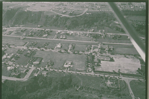 Aerial view of downtown Pacific Palisades, Calif