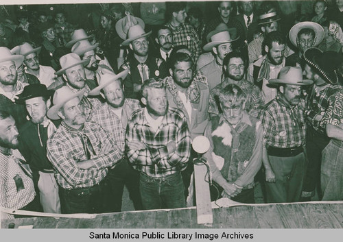 Group of men in western costume for the Fiesta Day Parade, Pacific Palisades, Calif