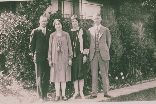 Officers of the theater group Palisades Players (left to right): R. L. Stadler, Irma Heath, Helen Clark, Norman E. Winston