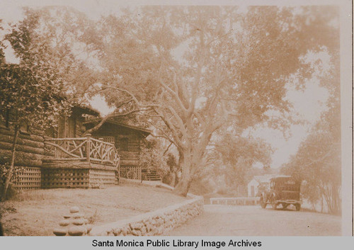 Werrell Cottage, a Craftsman style log cabin surrounded by oaks in Temescal Canyon, Calif