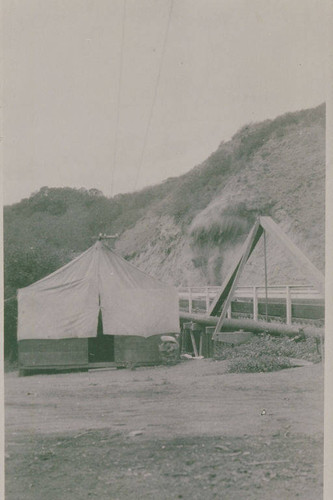 Dynamiting a hill in Temescal Canyon, Calif