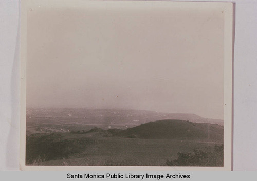 View looking toward Santa Monica Canyon from a high point above Pacific Palisades, Calif