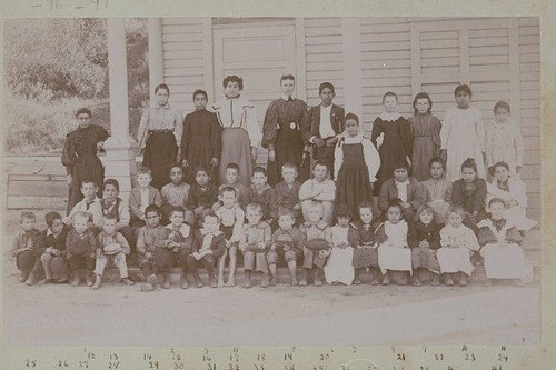 First class of the Canyon School, Santa Monica Canyon, with several children of the Marquez family in the group