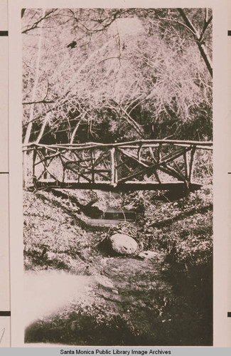 A bridge crosses Temescal Creek, Temescal Canyon, Pacific Palisades, Calif