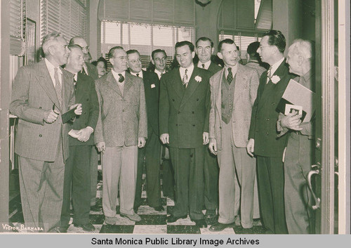 Members of the Civic Community inisde a bank, Pacific Palisades, Calif