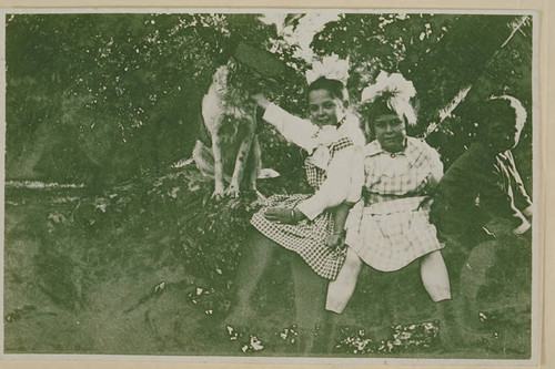 Dorothy Virginia Benton (left) with her dog and brother and sister in Pacific Palisades, Calif