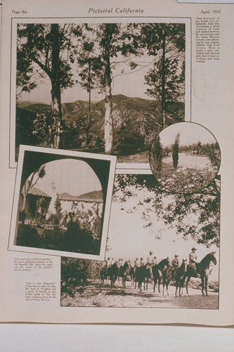 Riviera Riders on horseback in the Santa Monica Mountains appearing in an article for "Pictorial California Magazine," April, 1927