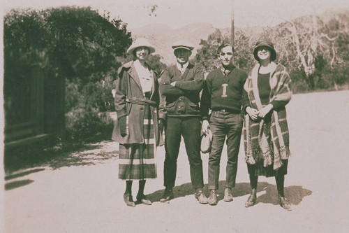 Ethel V., Dave Rusty, Odessa Hutchinson and another man in Temescal Canyon, Calif