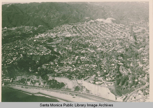 Aerial view of the Pacific Palisades and coastline