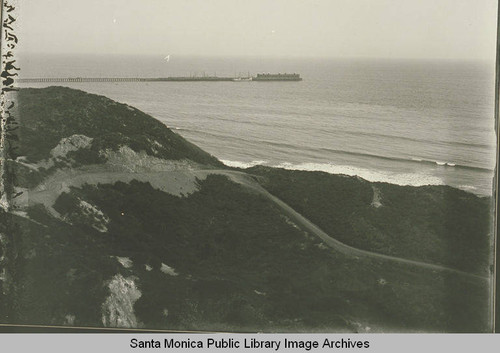 View of the ocean from Asilomar Road in Pacific Palisades looking toward the Long Wharf