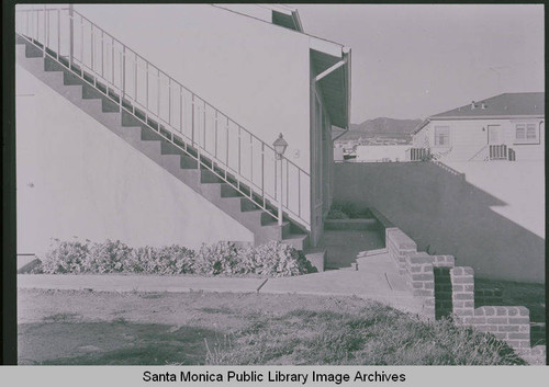 Staircase outside apartment complex on Via de La Paz in Pacific Palisades, Calif