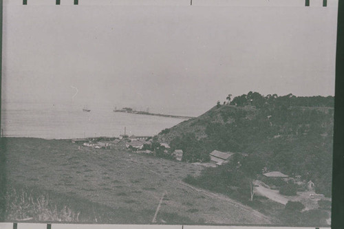 Fields at the bottom of Santa Monica Canyon with the Long Wharf in the distance