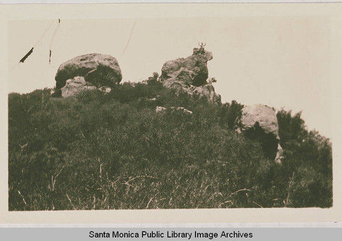 Skull Rock above Temescal Canyon with Bear Rock to the right