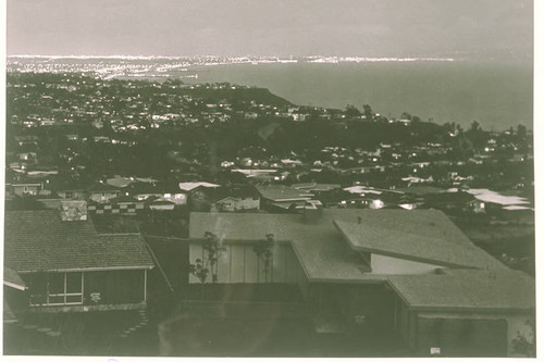 View of Santa Monica Bay at night from the Lachman Subdivision in Pacific Palisades