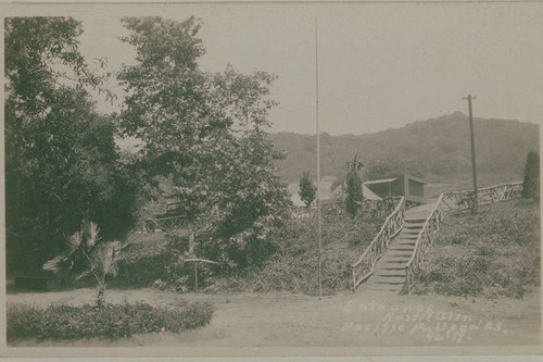 Entrance to Rustic Glen in Assembly Camp, Temescal Canyon, Calif