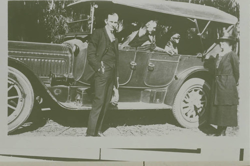 Stadler Family with their dog and automobile in Pacific Palisades