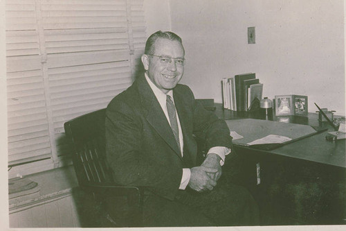 A businessman at his desk, Pacific Palisades, Calif