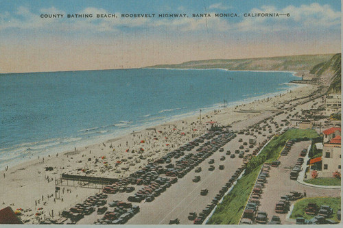 Beach along the Pacific Coast Highway at the mouth of Santa Monica Canyon