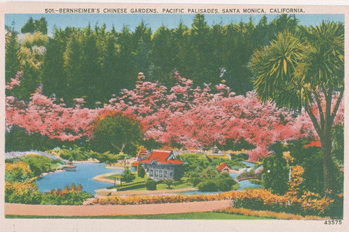 Bernheimer Gardens in Pacific Palisades (postcard labeled "Santa Monica")