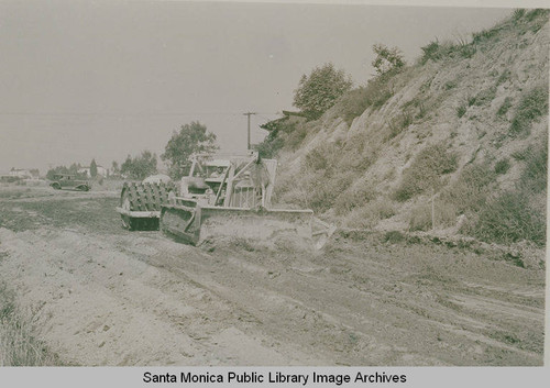 Grading for trailer park (Tahitian Terrace?) in Pacific Palisades, Calif