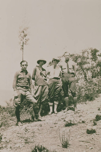 Hiking in Temescal Canyon, left to right: Dave Stadler, Ethel Sprague, Nellie Stadler, Russ Stadler