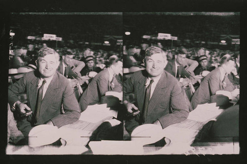 Will Roger winks at the camera at a Democratic political convention