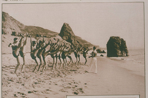 Bathing beauties on the beach at Castle Rock near Castellammare, appearing in an article for "Pictorial California Magazine."